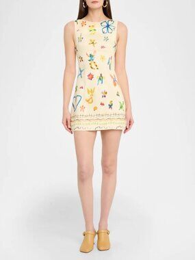 Alemais Sidi Sleeveless Floral Linen-Blend Mini Dress